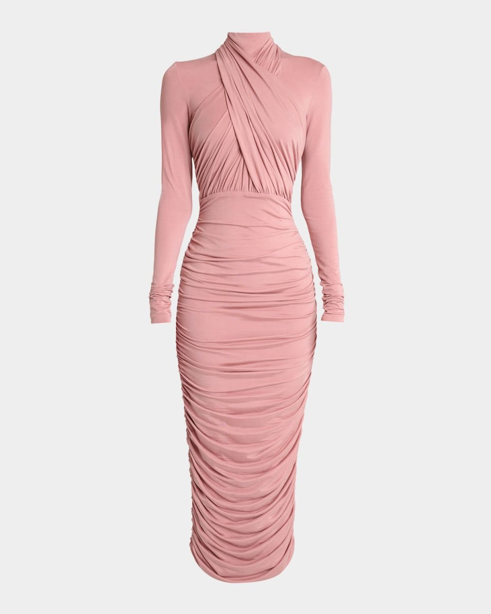 Pleated Jersey Halter Dress